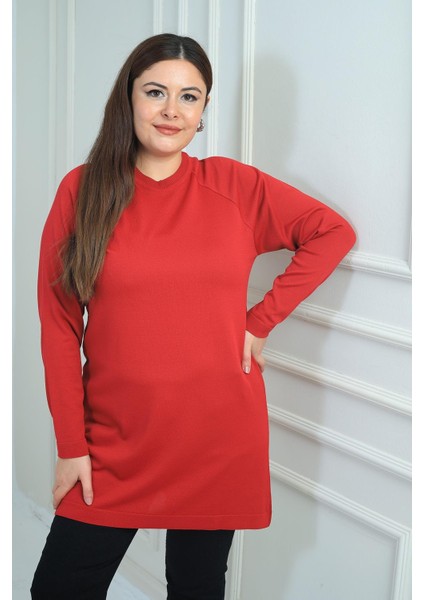 Kadın Büyük Beden Soğuk Iplik Triko Tunik Bluz