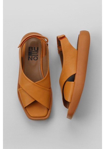 Turuncu Deri Kadın Düz Sandalet 01WY1012 01WY1012