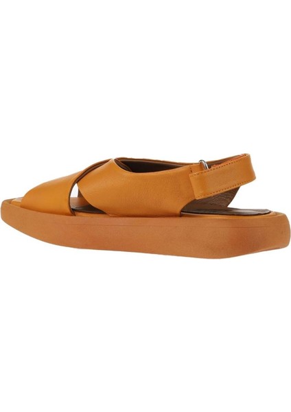 Turuncu Deri Kadın Düz Sandalet 01WY1012 01WY1012 indirimleri