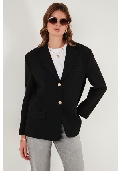 Regular Fit Ceket Yaka Düğmeli Blazer Ceket Bayan Ceket 6839562