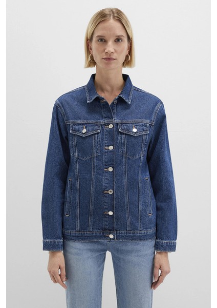 Pamuklu Boyfriend Fit Düğmeli Kot Ceket Bayan Kot Ceket 110154 modelleri