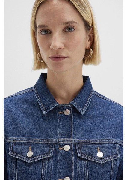 Pamuklu Boyfriend Fit Düğmeli Kot Ceket Bayan Kot Ceket 110154 indirimleri