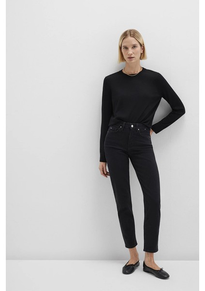 Cindy Pamuklu Mom Fit Yüksel Bel Dar Paça Jeans Bayan Kot Pantolon 100277 modelleri