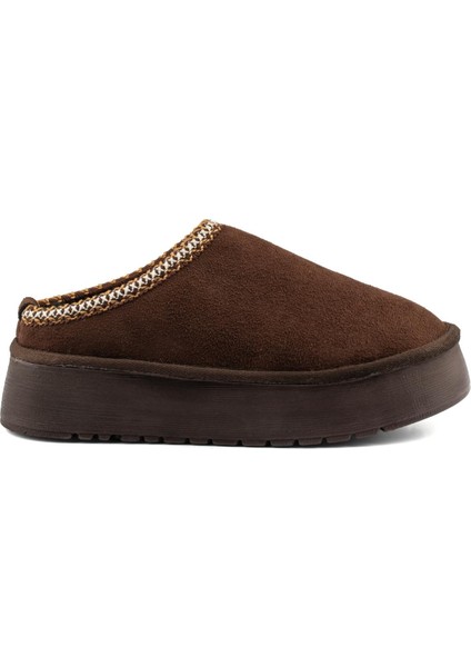 Perth Asimetrik Ağızlı Kadın Nakış Detaylı Kürk Slipper