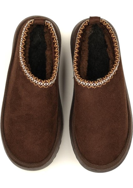 Perth Asimetrik Ağızlı Kadın Nakış Detaylı Kürk Slipper fırsatları