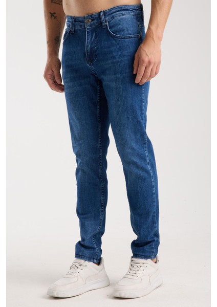 Erkek Slim Fit Esnek Kumaş, %98 Pamuklu Dar Kalıp Jean