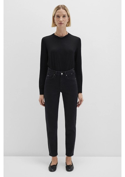 Cindy Pamuklu Mom Fit Yüksel Bel Dar Paça Jeans Bayan Kot Pantolon 100277 fırsatları