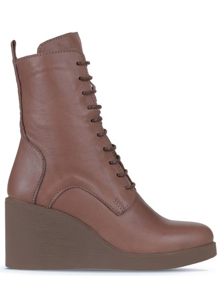 Vizon Koyu Deri Kadın Dolgu Topuklu Bot 01WZ8303 01WZ8303