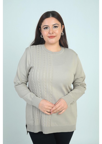 Kadın Tek Taraf Saç Örgülü Büyük Beden Likralı Tunik Bluz modelleri