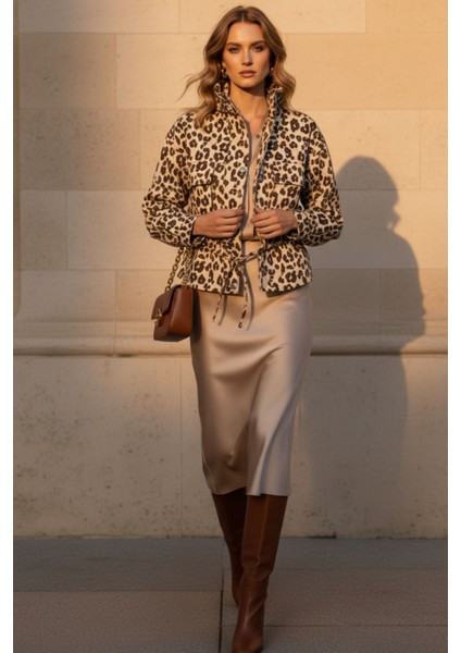 Kadın Leopar Desenli Düğmeli Uzun Kollu Kot Mont Ceket – Yeni Sezon Kadın Ceket modelleri