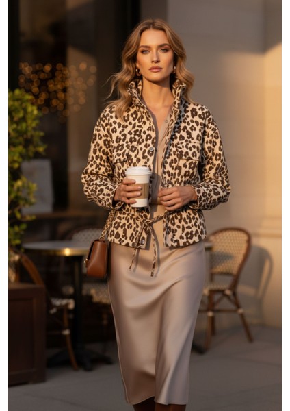 Kadın Leopar Desenli Düğmeli Uzun Kollu Kot Mont Ceket – Yeni Sezon Kadın Ceket fırsatları