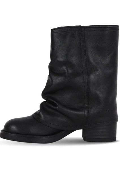 Siyah Deri Kadın Topuklu Bot 39WB1429 39WB1429 modelleri