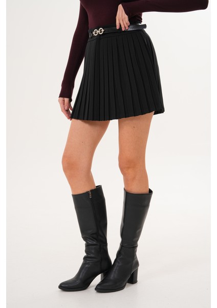 Pileli Siyah Mini Etek indirimleri