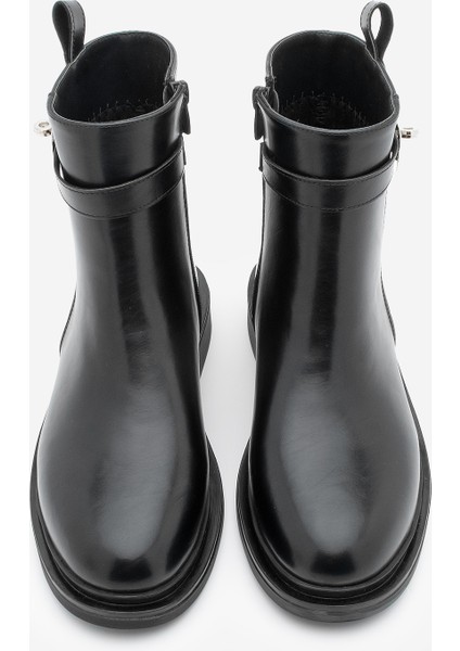 Kadın Fermuarlı Tokalı Günlük Bot Velis Siyah