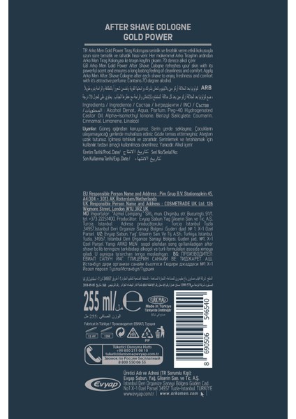 Gold Power Tıraş Sonrası Kolonya 4X255 Ml, Ferah ve Canlandırıcı Koku fırsatları
