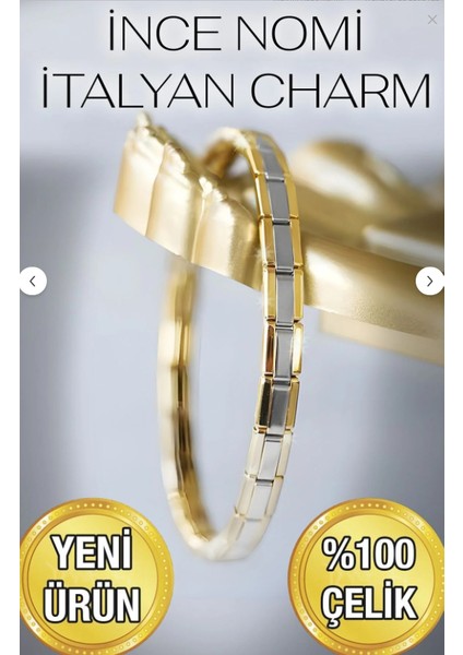 Ince Nomi Italyan Charm Çelik Bileklik modelleri