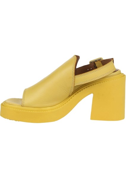 Sarı Deri Kadın Topuklu Sandalet 01WY12700 01WY12700 fırsatları