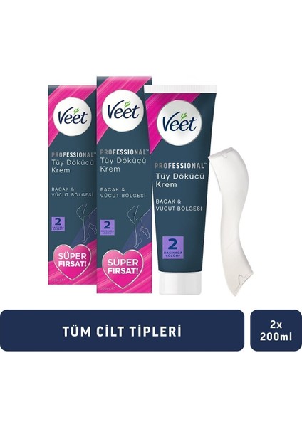 Hassas Ciltler Için Tüy Dökücü Krem 200ML x 2 Bacak ve Vücut Paketi