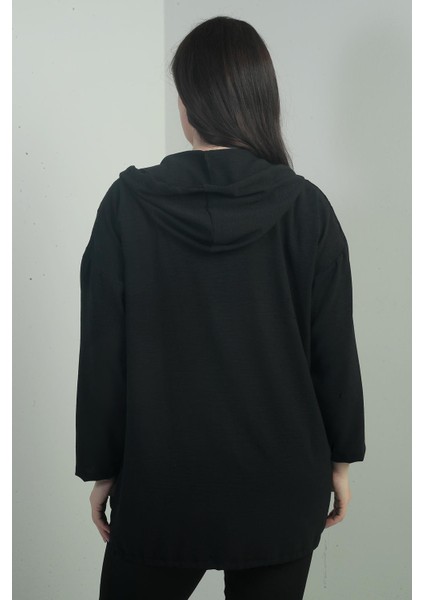 Kadın Kapüşonlu Önü Düğmeli Cepli Fistolu Büyük Beden Hırka indirimleri
