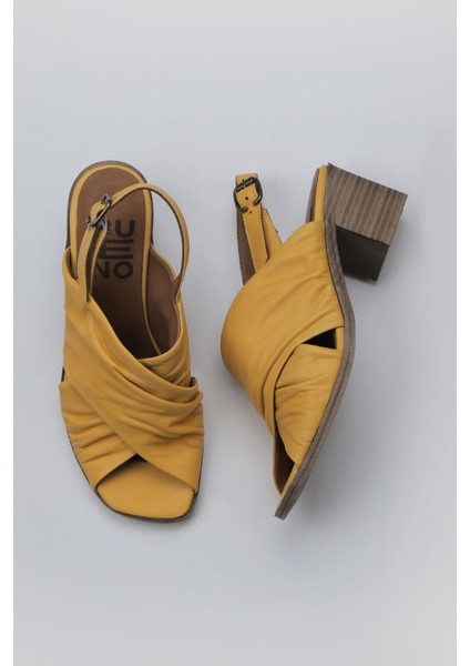 Sarı Deri Kadın Topuklu Sandalet 01WY4902 01WY4902