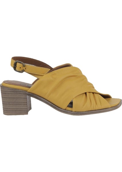 Sarı Deri Kadın Topuklu Sandalet 01WY4902 01WY4902 fiyatları