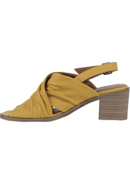Sarı Deri Kadın Topuklu Sandalet 01WY4902 01WY4902 fırsatları