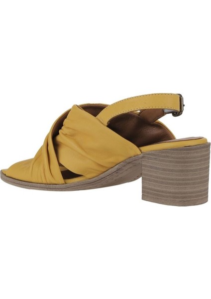 Sarı Deri Kadın Topuklu Sandalet 01WY4902 01WY4902 indirimleri