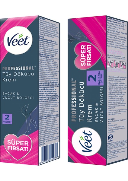 Hassas Ciltler Için Tüy Dökücü Krem 200ML x 2 Bacak ve Vücut Paketi