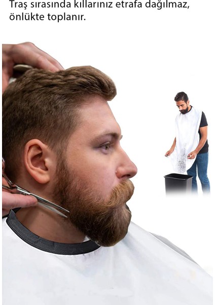 Beyaz Vantuzlu Pratik Saç ve Sakal Kesim Önlüğü Evde Kullanım modelleri