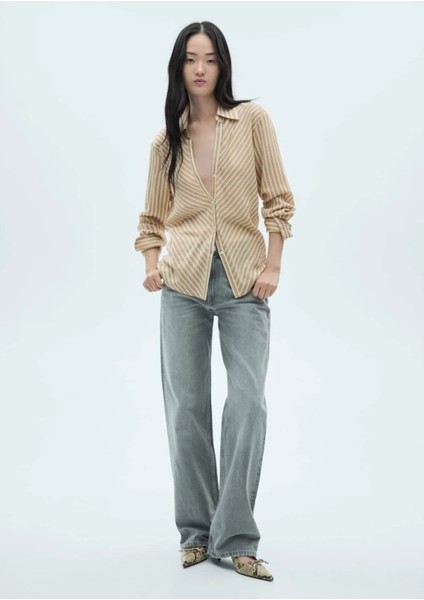 Çizgili Dökümlü Gömlek modelleri