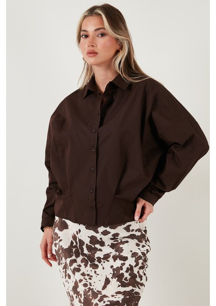 Pamuklu Oversize Önü Kısa Arkası Uzun Klasik Yaka Gömlek Bayan Gömlek 6834985 fırsatları