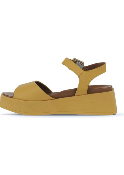 Sarı Deri Kadın Düz Sandalet 01WY5900 01WY5900 fırsatları