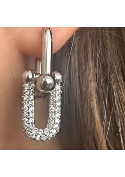 Taşlı Metalik Geçmeli Küpe fiyatları