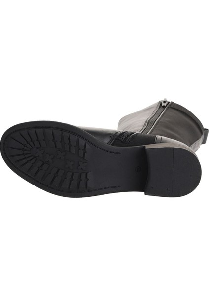 Siyah Deri-Streç Kadın Düz Çizme 01WZ7406 01WZ7406 indirimleri