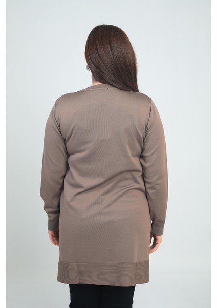 Kadın Yanları Düğme Detaylı Yırtmaçlı Büyük Beden Triko Tunik Bluz fırsatları