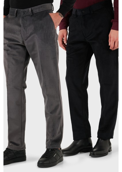 Normal Bel Regular Fit Düz Paça 2'li Paket Kadife Pantolon Erkek Kadife Pantolon 645MERLINS2
