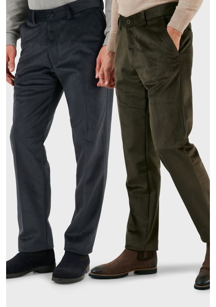 Normal Bel Regular Fit Düz Paça 2'li Paket Kadife Pantolon Erkek Kadife Pantolon 645MERLINS2