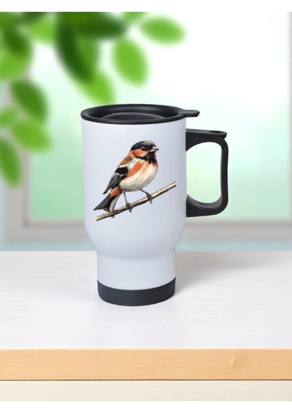 Kuşlu Kulplu Çelik Bardak Termos 450 ml