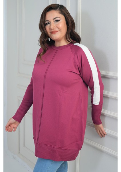 Kadın Kolları Şeritli Büyük Beden Tunik Bluz fiyatları