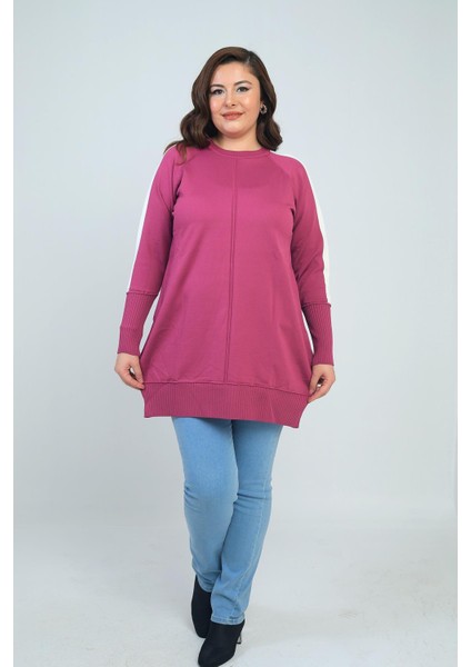 Kadın Kolları Şeritli Büyük Beden Tunik Bluz modelleri