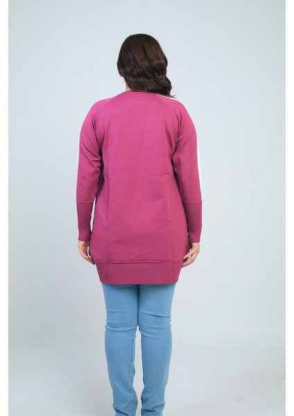 Kadın Kolları Şeritli Büyük Beden Tunik Bluz fırsatları