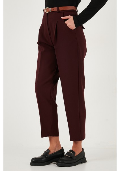 Regular Fit Yüksek Bel Düz Paça Kemerli Pantolon Bayan Pantolon 68350938