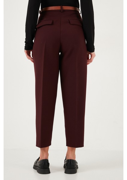 Regular Fit Yüksek Bel Düz Paça Kemerli Pantolon Bayan Pantolon 68350938