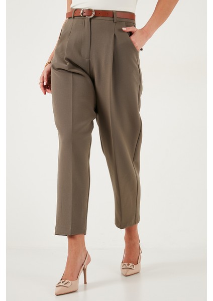 Regular Fit Yüksek Bel Düz Paça Kemerli Pantolon Bayan Pantolon 68350938 fırsatları