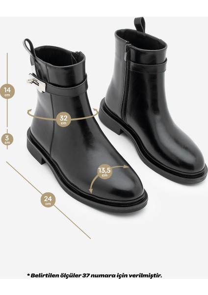 Kadın Fermuarlı Tokalı Günlük Bot Velis Siyah