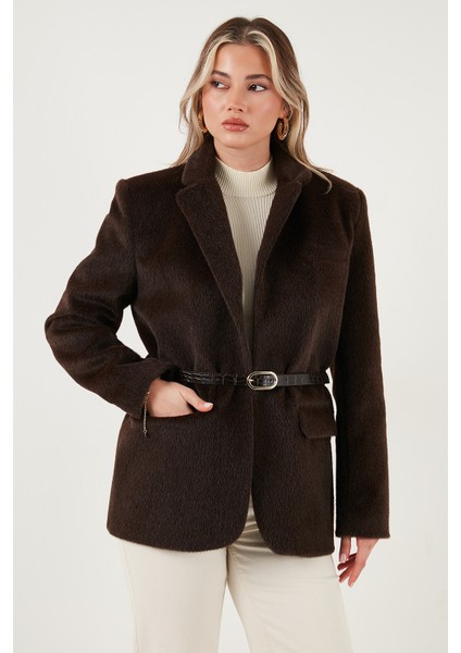 Regular Fit Astarlı Kemer Detaylı Peluş Dokulu Ceket Bayan Ceket 6839490 fiyatları