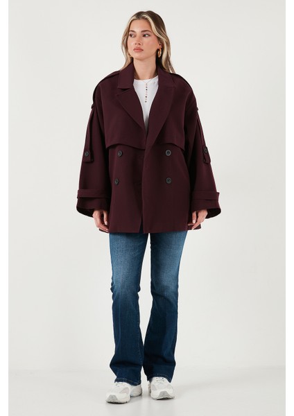 Relaxed Fit Kruvaze Yaka Düğmeli Astarlı Trençkot Bayan Trençkot 6839580 fiyatları