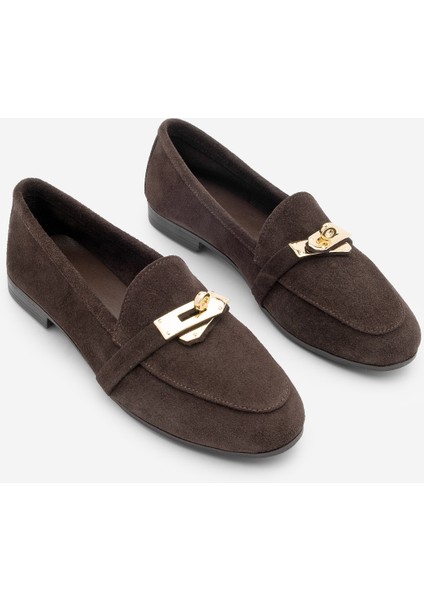 Kadın Loafer Acı Kahve Hakiki Deri Tokalı Makosen Günlük Ayakkabı Nador Kahve Süet indirimleri