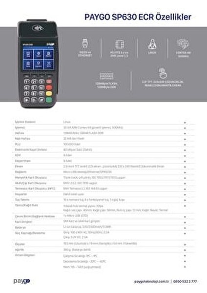 SP630 ECR 4G Yazarkasa Pos Cihazı Çoklu Banka Desteği ile Kullanıma Hazır