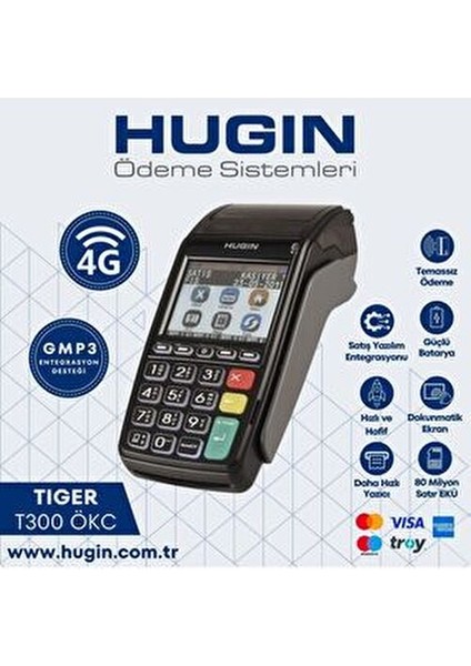 Yazarkasa T300 4G Mobil Ödeme Cihazı Ergonomik Tasarım 10 Adet Pos Rulosu ile